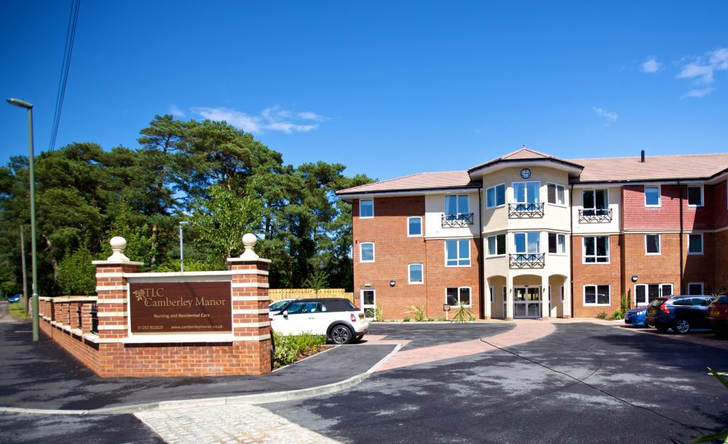 Camberley manor care home in Surrey gardens by TLC Care