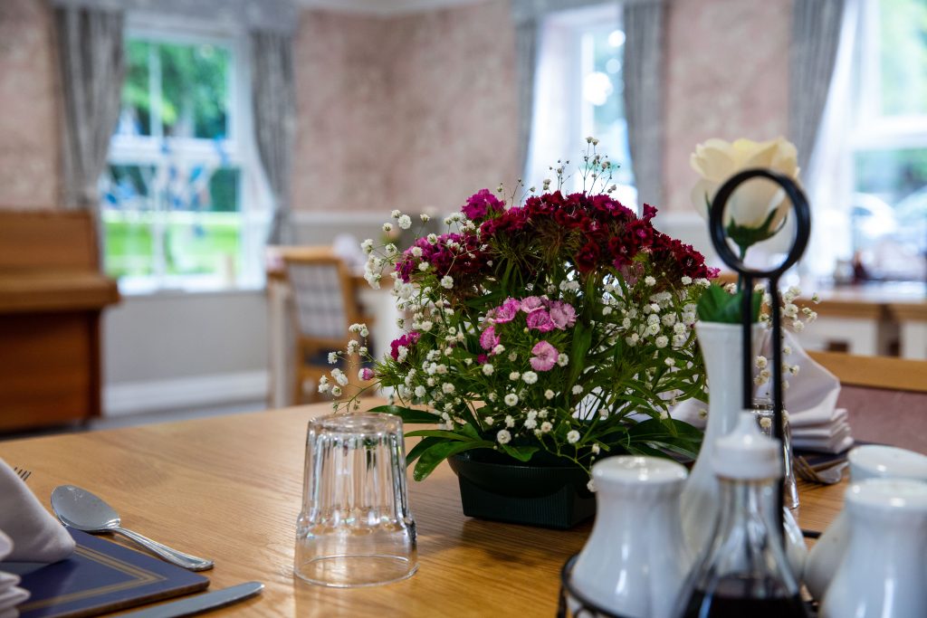 Cherry Hinton care home Cambridge decoration table