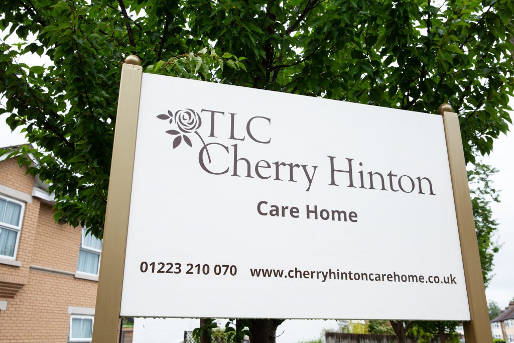Cherry Hinton Care home in Cambridge external sign by TLC Care-min