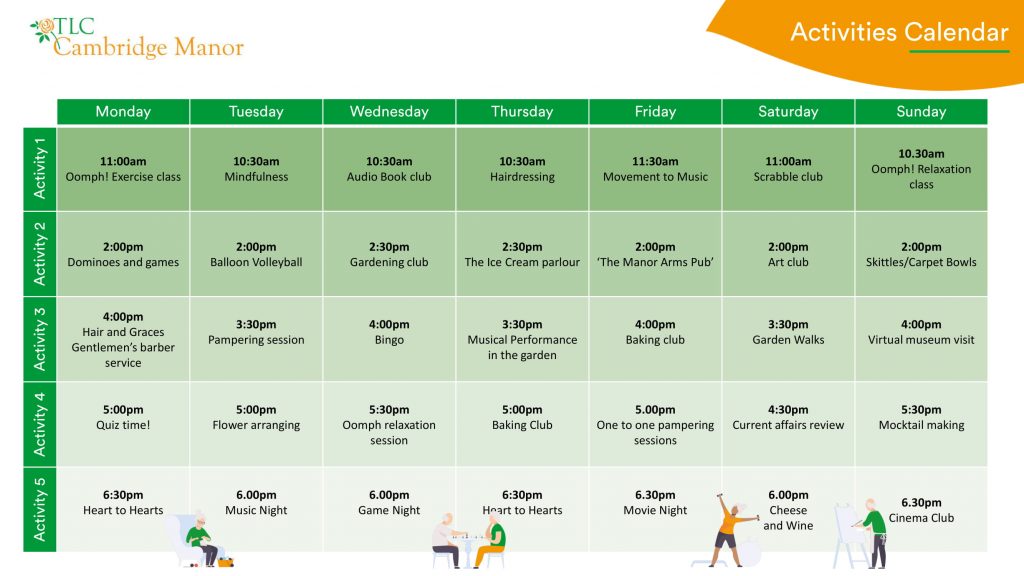 Cambridge activities calendar
