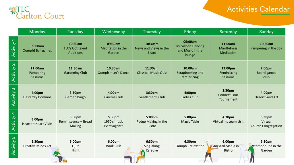 Carlton activities calendar