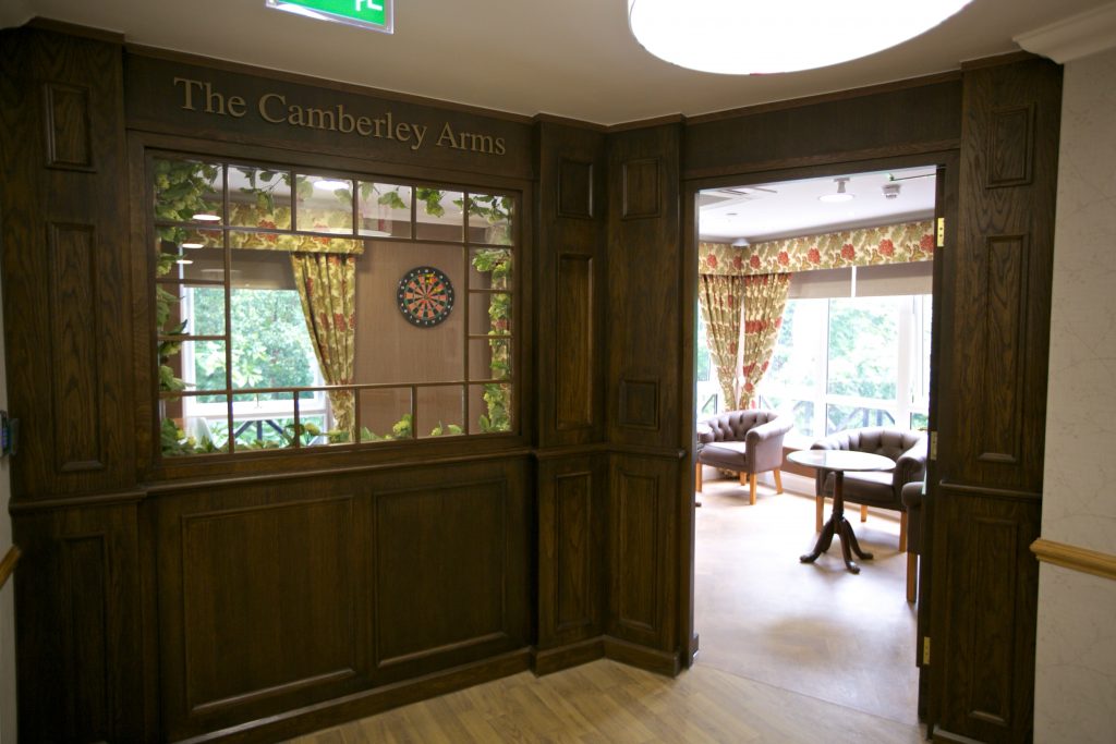 Surrey Care Home Camberley Manor pub entrance