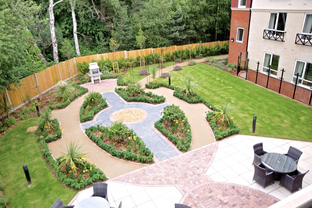 Old Bisley Road care Home Camberley Manor landscaped gardens